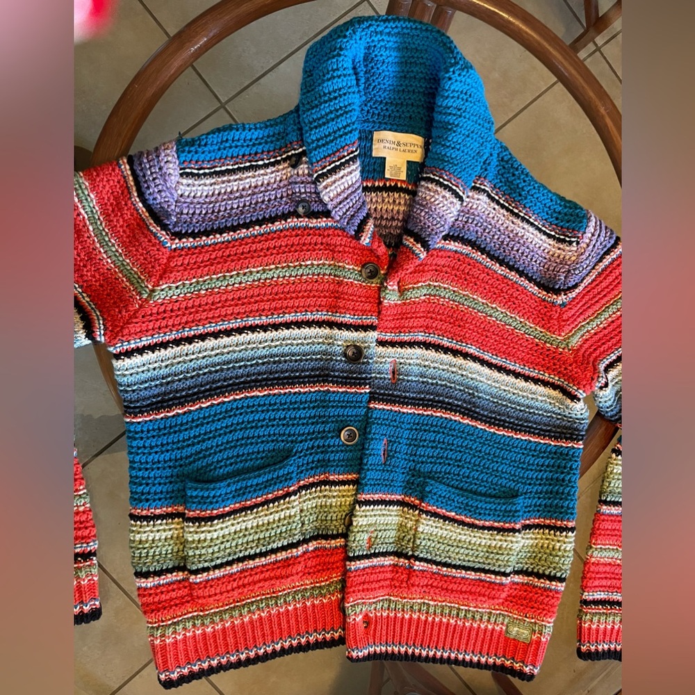 Ralph Lauren Denim and Supply Cotton and Linen Cardigan excellent comfy colorful